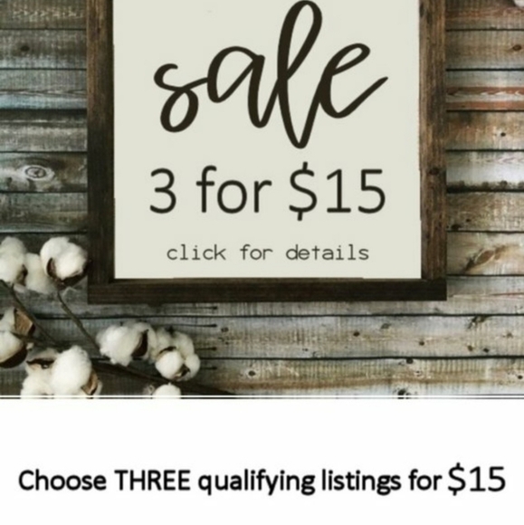 3/$15 SALE!! BUNDLE 3 ITEMS & OFFER $15 ! - Picture 1 of 2
